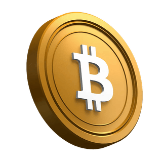 Monnaie Bitcoin (BTC) en position inclinée au sein du design de la section hero